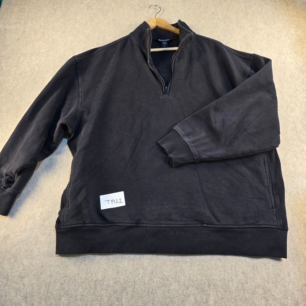 Athleta Womens Black Quarter Zip Fleece Pullover Sweatshirt Large T1922